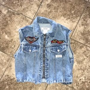 Soho jeans vest with Harley Davidson Patches M